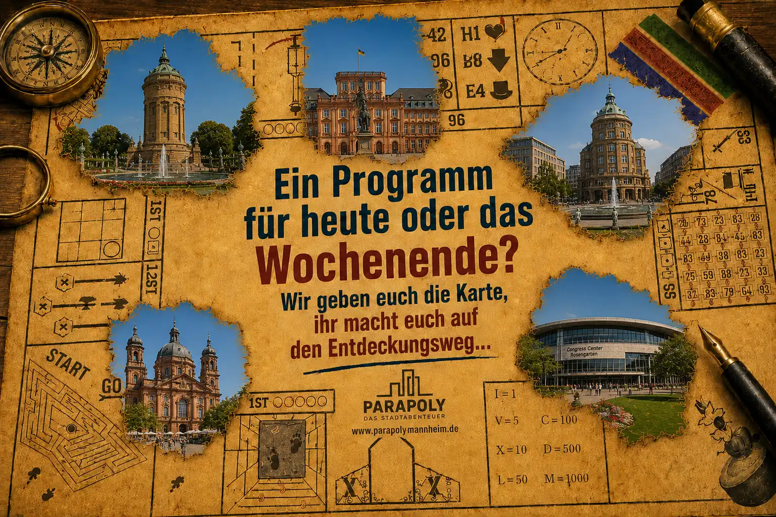 Sehenswürdigkeiten Karte Stadtabenteuer Karte mannheim